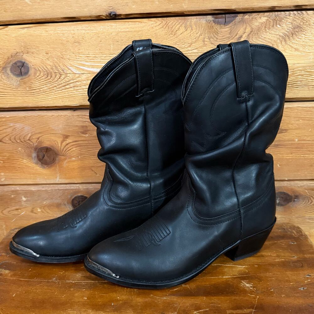 Road Wolf Black Cowgirl Boots Womens Size 8